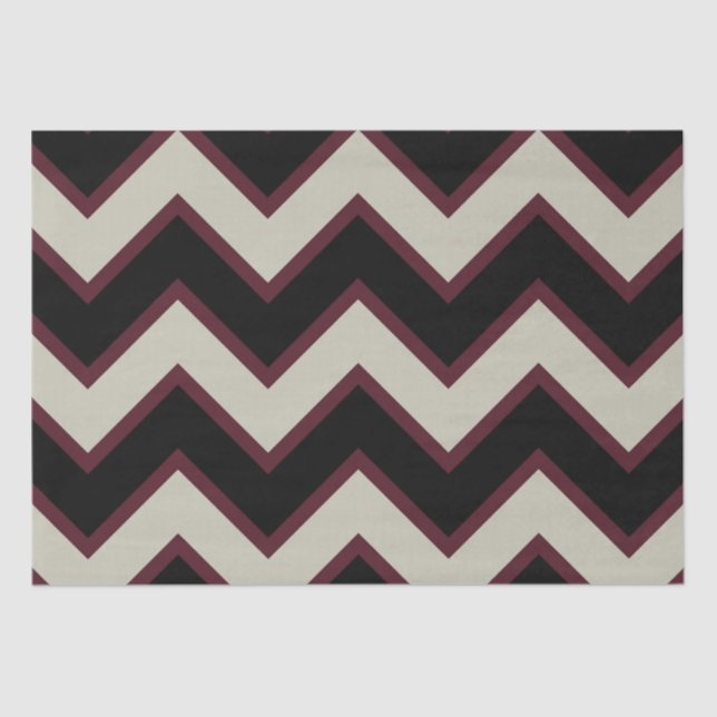 Papier Mousseline Crème rouge noire Chevron (Recto)