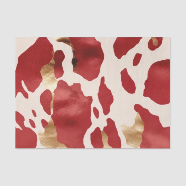 Papier Mousseline Crème Rouge Or Occidental Cowhide Howdy (Recto)