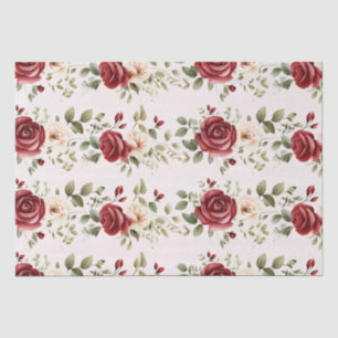 Papier Mousseline Crème rouge Roses Blush rose Mariage Floral