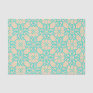 Papier Mousseline Crème Turquoise Moderne Prairie Garden Folk Lattic