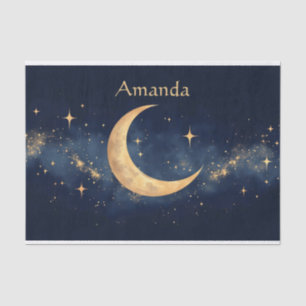 Papier Mousseline Crescent Lune personnalisée et Stars Ciel nocturne