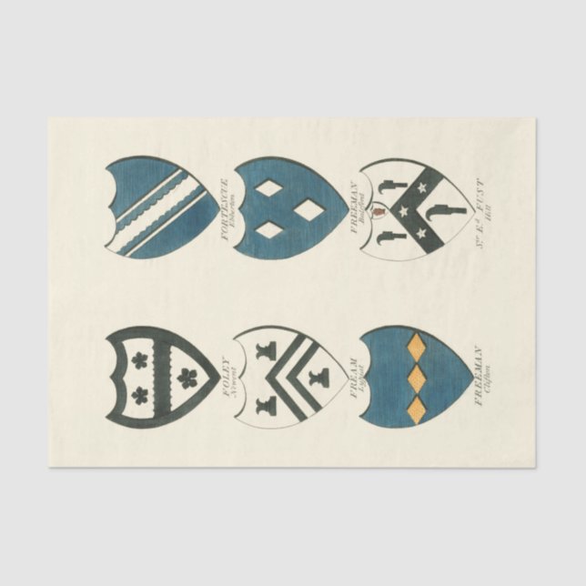 Papier Mousseline Crêtes familiales de diverses maisons anglaises (Recto)