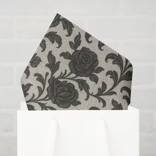 Papier Mousseline Crimson Nocturne Bloom Victorian (Sac cadeau)