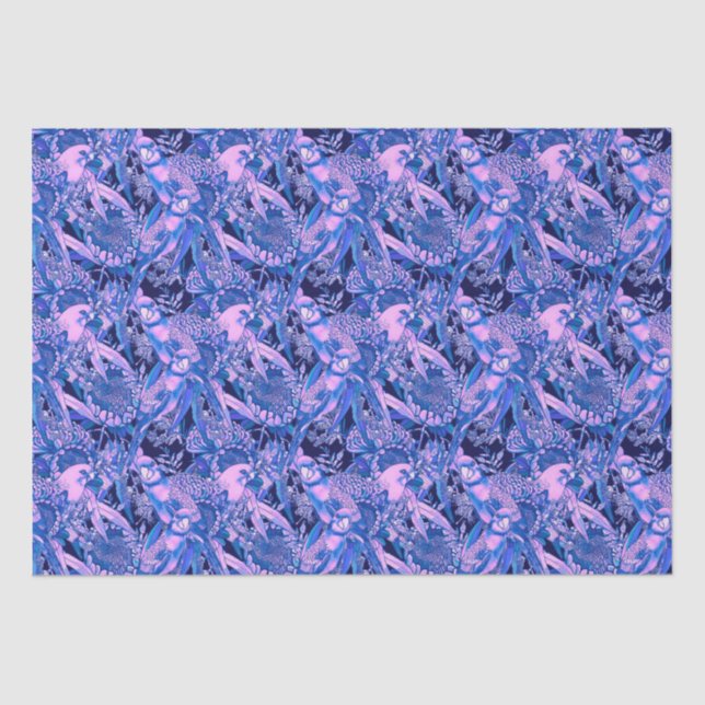 Papier Mousseline Crimson Rosella Tropical Blue (Recto)