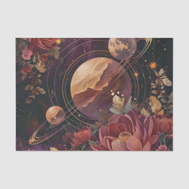 Papier Mousseline Cristal de planète violette de nébuleuse céleste (Recto)