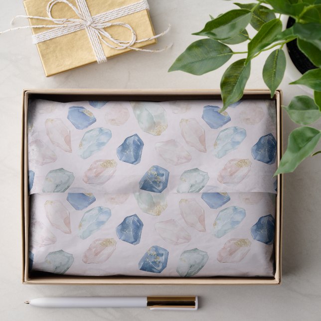 Papier Mousseline Cristaux de Quartz Rose Lapis Lazuli (Cadeau)