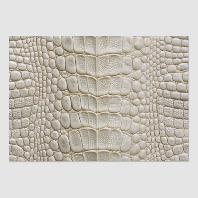 Papier Mousseline Crocodile blanc Alligator Peau Faux Cuir Imprimer (Recto)