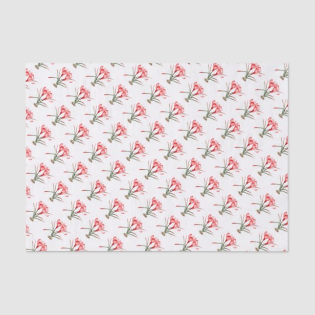 Papier Mousseline crocus orange rouge aquarelle papier tissu (Recto)