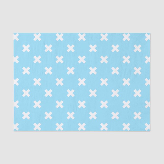 Papier Mousseline Croix blanche sur le bleu bébé (Recto)