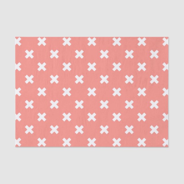 Papier Mousseline Croix blanche sur pêche (Recto)