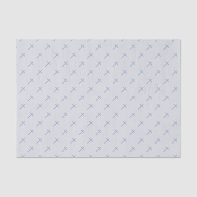 Papier Mousseline Croix Bleue Pastel Communion (Recto)