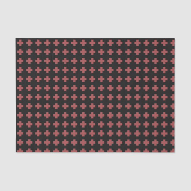 Papier Mousseline Croix de l'Ouest Motif Gras Russe Rouge Noir (Recto)