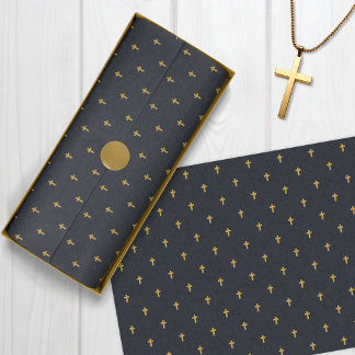 Papier Mousseline Croix - Faux Mustard Gold sur Graphite