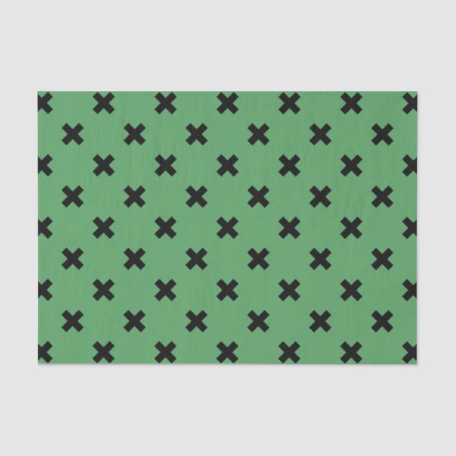 Papier Mousseline Croix noire sur le vert (Recto)