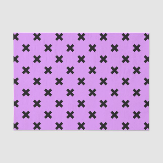 Papier Mousseline Croix noire sur lilas (Recto)