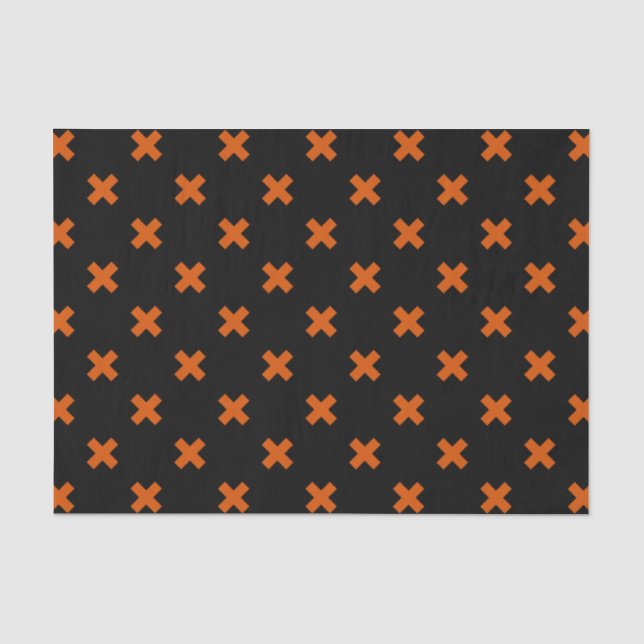 Papier Mousseline Croix orange sur le noir (Recto)