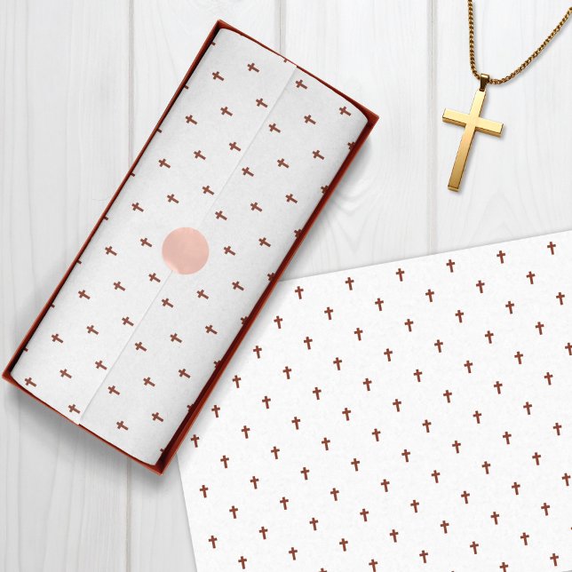 Papier Mousseline Croix - Rouge foncé (Crosses - Dark Red Tissue Paper)