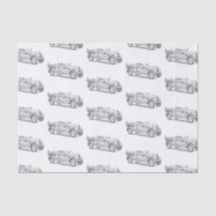Papier Mousseline croquis au crayon de camion de pompiers vintage de