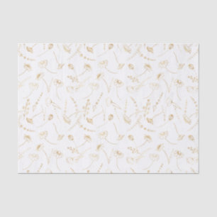 Papier Mousseline Croquis de fleur sauvage doré élégant, floral simp