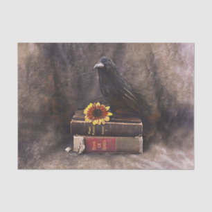 Papier Mousseline Crow Gothique Vintage vieux livres tournesol flora