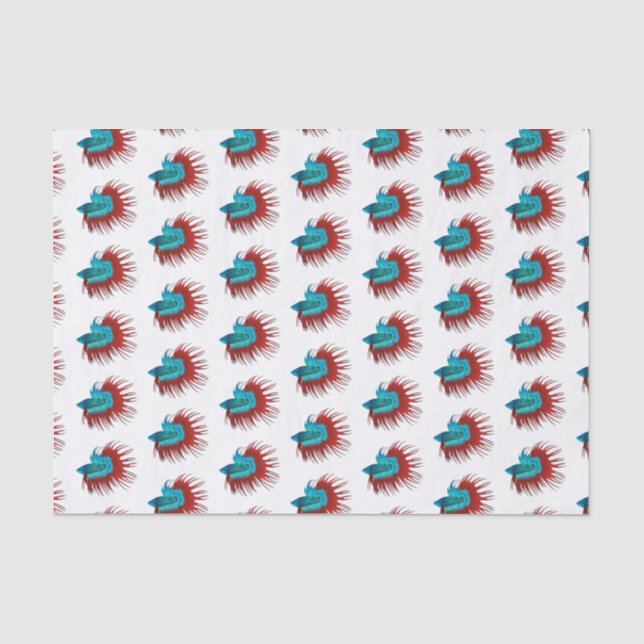 Papier Mousseline Crowntail betta fish dessin animé (Recto)