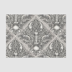 Papier Mousseline Crustacéen en noir et blanc naturel