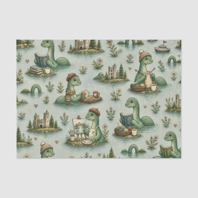 Papier Mousseline Cryptides confortables Nessie Monstre du Loch Ness (Recto)