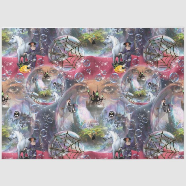 Papier Mousseline Crystal Ball Halloween sorcière (Recto)