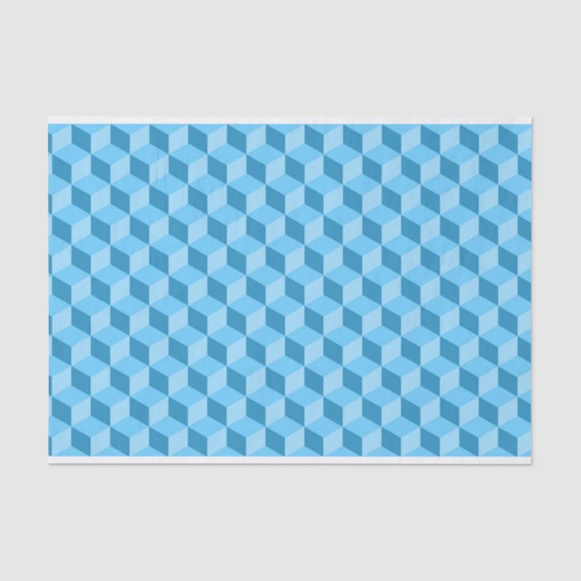 PAPIER MOUSSELINE CUBE BLEU CLAIR MOTIFS (Recto)