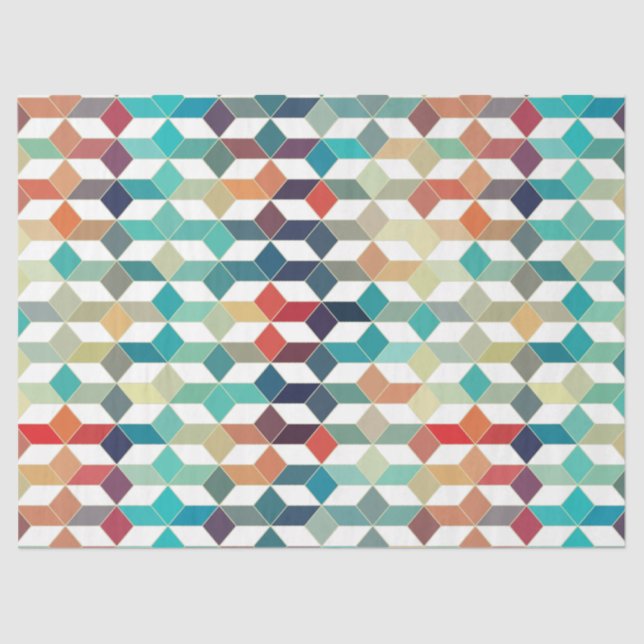 Papier Mousseline Cubes colorés Motif géométrique moderne (Recto)