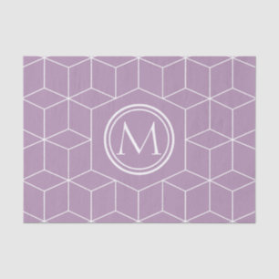Papier Mousseline Cubes et monogramme en herbe de lavande de mode