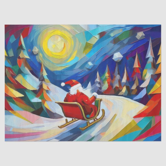 Papier Mousseline Cubisme Santa Noël Fêtes  (Recto)