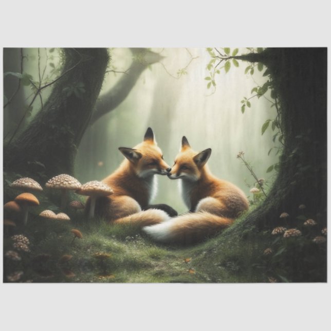 Papier Mousseline Cuddle Fox dans la forêt de Misty (Recto)