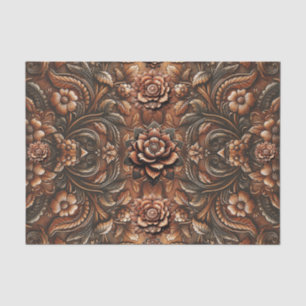 Papier Mousseline Cuir Faux Fleuris Vintage en Relief