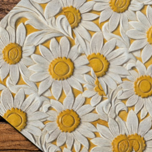 Papier Mousseline Cuir Fleurs Soleils Gravées Aspect Cuir Outilé