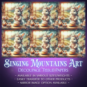 Papier Mousseline Cuisine de ferme de fleurs Pâques Bunny Decoupage