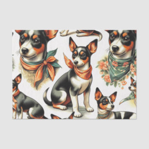 Papier Mousseline Cuisine Vintage Rat Terrier sans couture