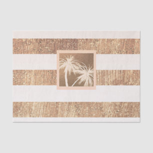 Papier Mousseline Cuivre et Crème Palmiers Tropicaux Éclat Moderne
