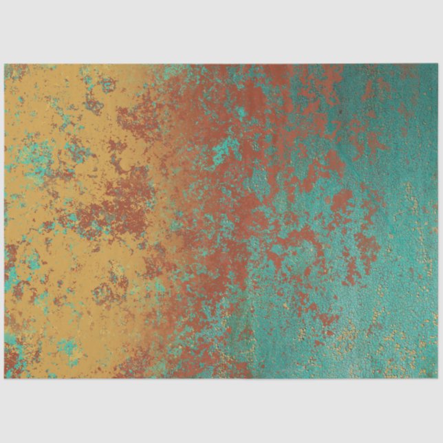 Papier Mousseline Cuivre Turquoise Bleu Orange Texture Brown (Recto)