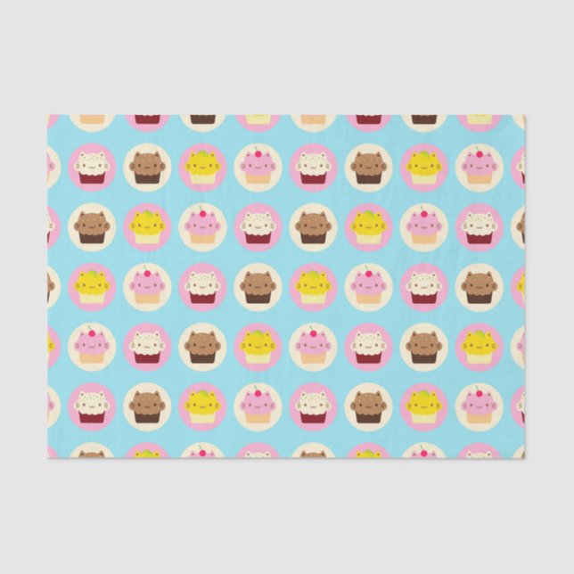 Papier Mousseline Cupcakes chats mignons (Recto)