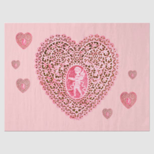 Papier Mousseline CUPID LACE CŒUR Rose Rouge Saint-Valentin