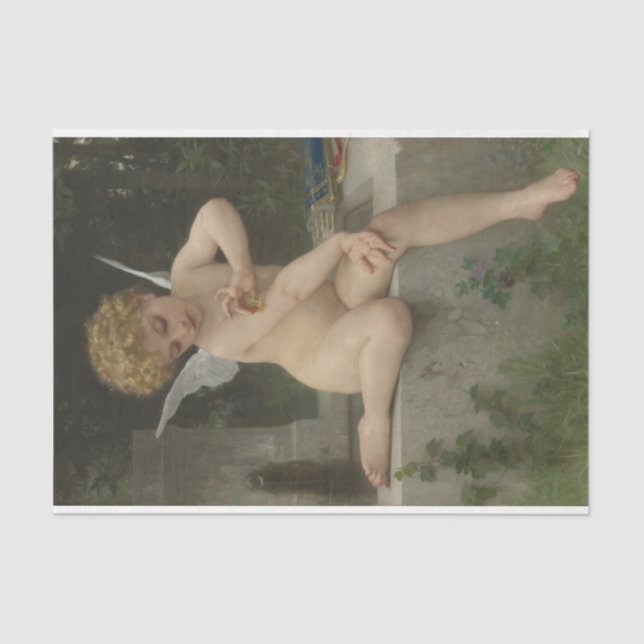 Papier Mousseline Cupidé avec papillon (par Bouguereau) (Recto)