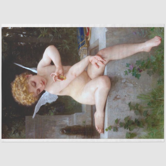 Papier Mousseline Cupidon à papillon, Bouguereau (Recto)