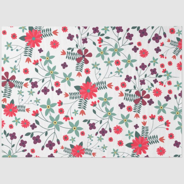 Papier Mousseline Curieux motif floral romantique (Recto)