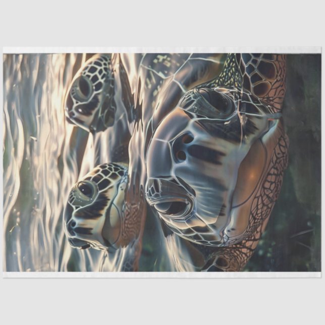 Papier Mousseline Curios Trio Tortues de la profonde découpage (Recto)