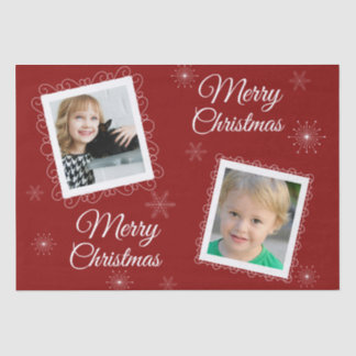 Papier Mousseline Custom 2 Photos Design de Noël en rouge