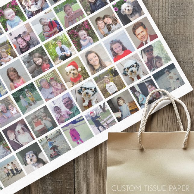 Papier Mousseline Custom Modern Family 60 Photo Collage - blanc (Custom Photo Tissue Paper)