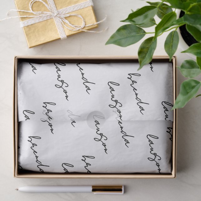 Papier Mousseline Custom Name Minimal Script Small Business Wrapping (Cadeau)