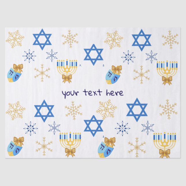 Papier Mousseline Customisable Hanukkah winter tissue Paper (Recto)