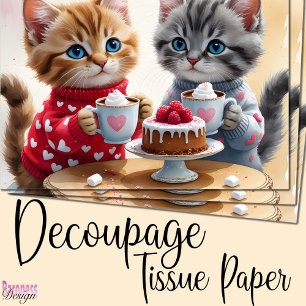 Papier Mousseline Cute adorable chatons chaud cacao coeur de gâteau